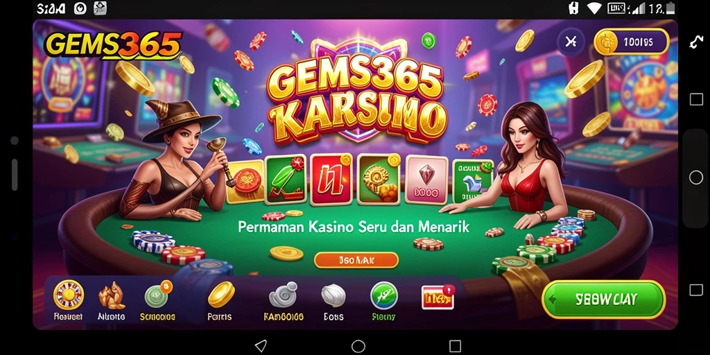 Tampilan gameplay seru dari GEMS365 dengan banyak pilihan permainan Kasino.