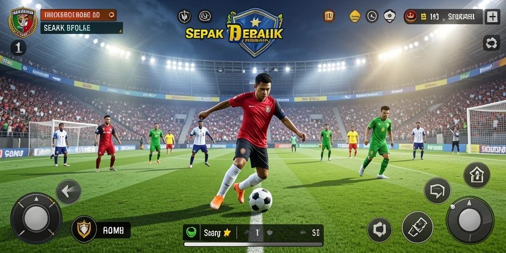 Screenshot gameplay H03 yang menampilkan aksi sepak bola nyata.