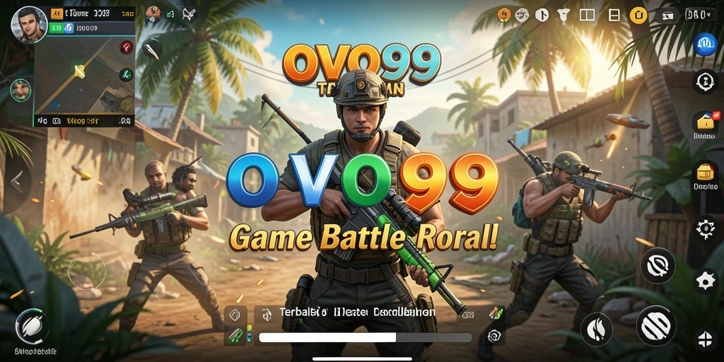 Tangkapan layar utama OVO99 menampilkan aksi seru Battle Royale.