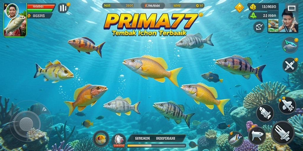 Tampilkan aksi seru menembak ikan di bawah laut.