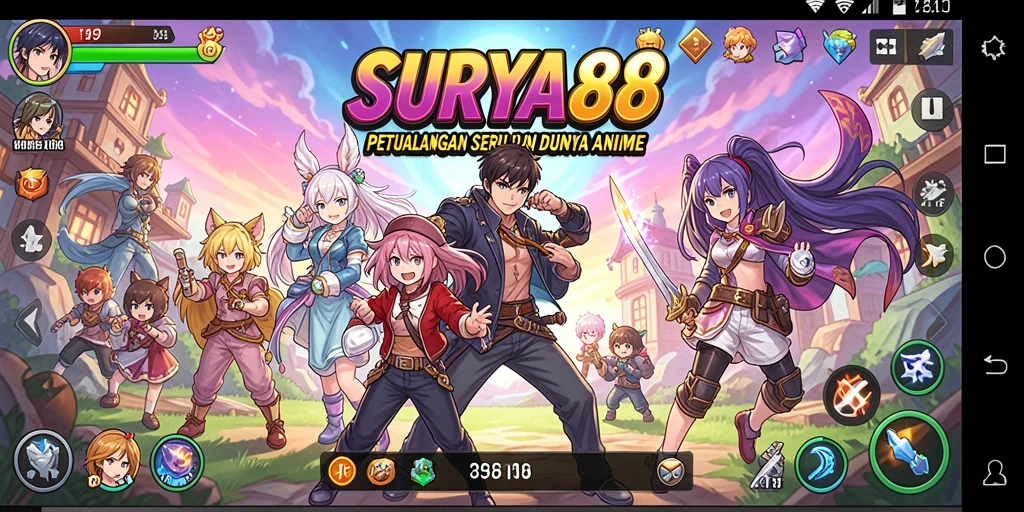 Screenshot gameplay SURYA88 menunjukkan karakter dalam aksi petualangan seru.