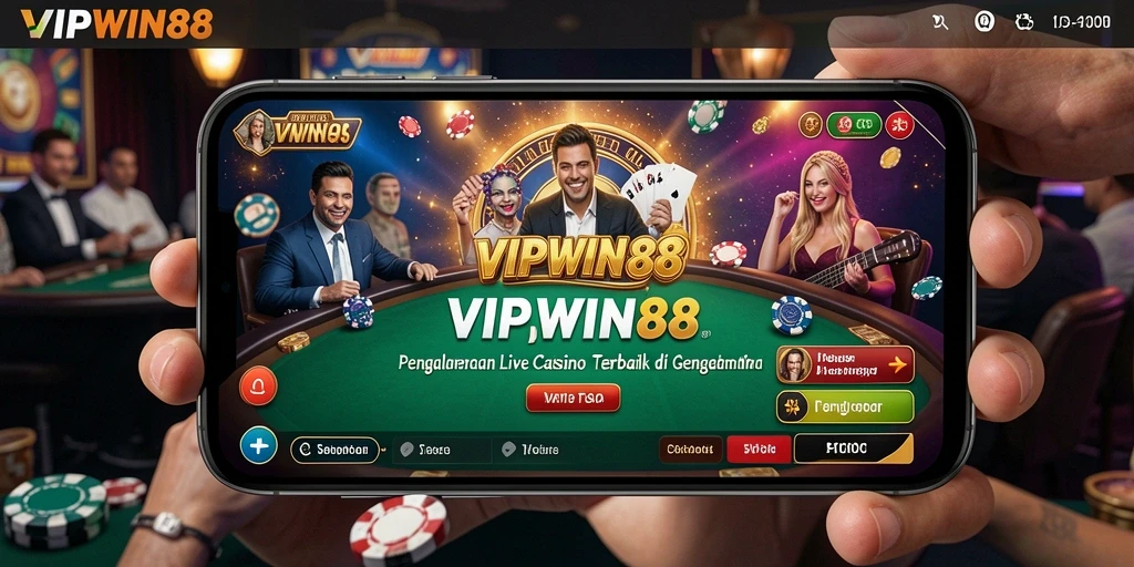 Screenshot gameplay Live Casino yang menampilkan dealer profesional dan permainan langsung.