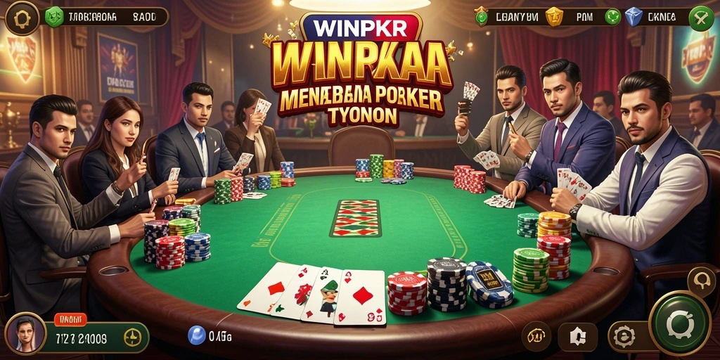 Tampilan gameplay WINPKR dengan pengelolaan kasino yang seru.