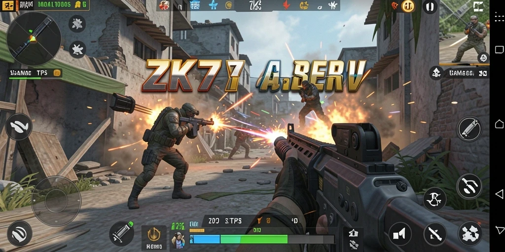 Screenshot ZK7 menampilkan aksi pertempuran mendebarkan dalam TPS.